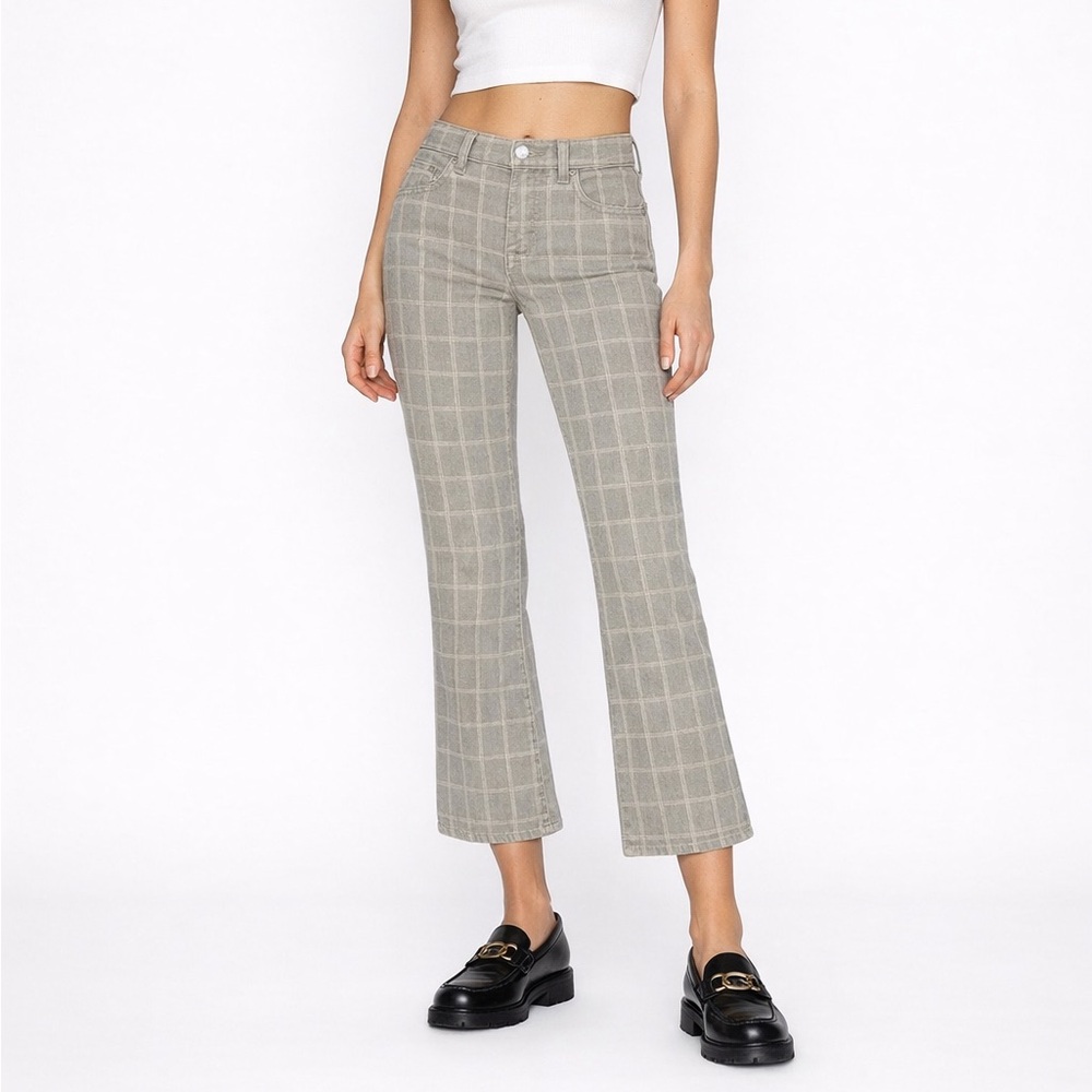 FRAME Le Crop Mini Boot Jeans Women’s 31 Pine‎ Plaid High Rise Stretch Chic